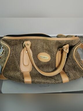 Saks Fifth Avenue Tan & Brown Travel Satchel Overnight Duffel